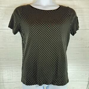 Lauren Ralph Lauren 1x plus women black white polka dot blouse old money retro